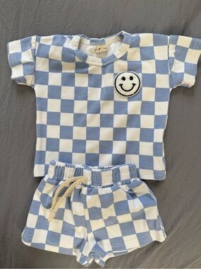 Checkered Twin Smiley Two-Piece Set
